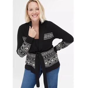 Lane Bryant Cardigan Sweater Womens Plus Size 22/24 Boho Aztec Open Knit Belted